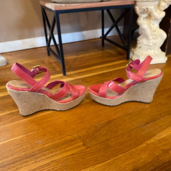 UGG Australia Hot Pink Jackilyn Leather Platform Espadrille Sandals Size 7 - Picture 6 of 11